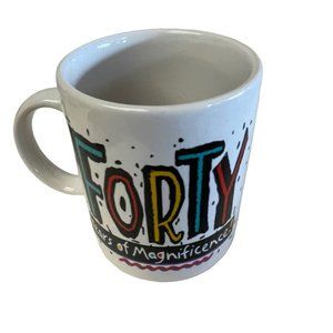 Vintage Amscan Forty Years of Magnificence Coffee Mug Cup White 1995